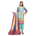 thumbnail image 1 of Pakistani Linen Salwar Kameez Indian Dresses for Women Ready to Wear 3 Pieces (Large, Turquoise), 1 of 1