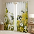 thumbnail image 2 of Bee Blackout Curtains Daisy Flowers Curtains,Yellow Ombre Oil Painting Floral Curtains & Drapes Graffiti Art Window Curtains Honeybee Butterfly Bohemian Decor, 2 of 6