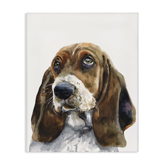 Stupell Industries Farmhouse Basset Hound Dog Pet Animal Watercolor Canvas Art, 24 x 30, by George Dyachenko
