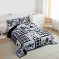 thumbnail image 3 of Erosebridal Western Bedding King Cowboy Horse Comforter Set Teen Boho Western Bull Cow Print Bedding Sets American Wild West Comforter Blue Farmhouse Buffalo Plaid Decor 2 Pillow Cases, 3 of 7