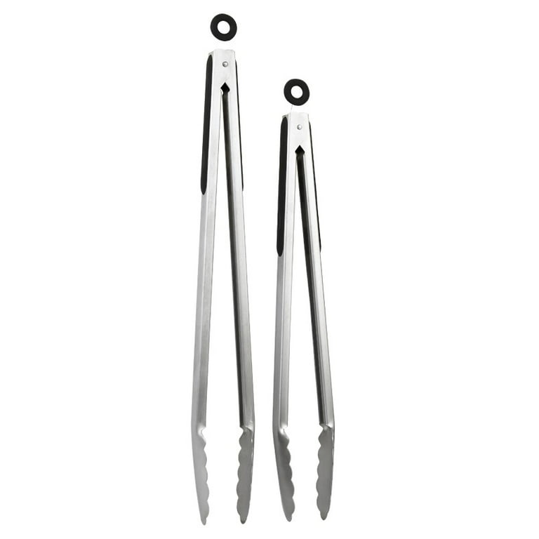 CHEFNENO Heavy Duty Kitchen Food Tongs Stainless Steel Tongs Utility Metal  Tongs 12 Inch and 9 Inch (4 Pack) for Cooking Grilling Barbecue BBQ and