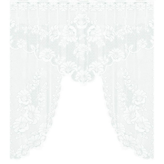 PEIBang 1 Panel Floral Embroidery Sheer Lace Curtain,Vintage Sheer Swag Valance Curtain for Kitchen Bathroom Half Window Decoration,Rod Pocket Top