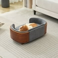 thumbnail image 3 of Noble House Scandinavian Elevated Small Dog Bed, Pet Sofa with Solid Wood Frame, Dark Gray and Walnut, 3 of 13