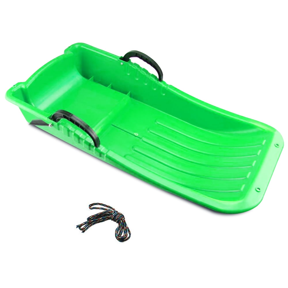 GuoouG Winter Durable Plastic Snow Sled Boat Shape Snow Sledge Outdoor Pulling Snow Board Snow Seats for Kids w/Pull Rope,Green