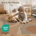 thumbnail image 4 of ODIKA 8'x10' Washable Area Rug Motif Concentric Wavy Tone Ridges Map Abstract Elevation Topographic Flowing for Dining Room, Large Office, Lounge, Non-Slip Chair-Friendly Mat, 4 of 7