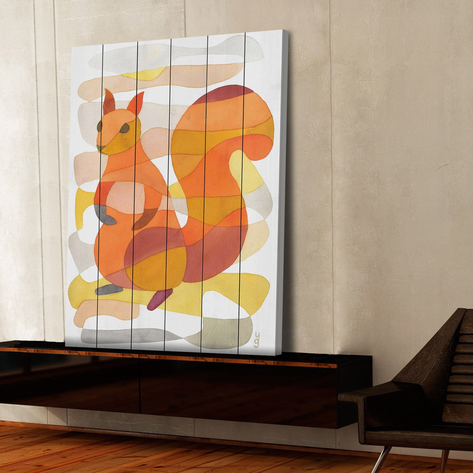 Marmont Hill "Squirrel" by Yolanta Gawlik Painting Print on White Wood