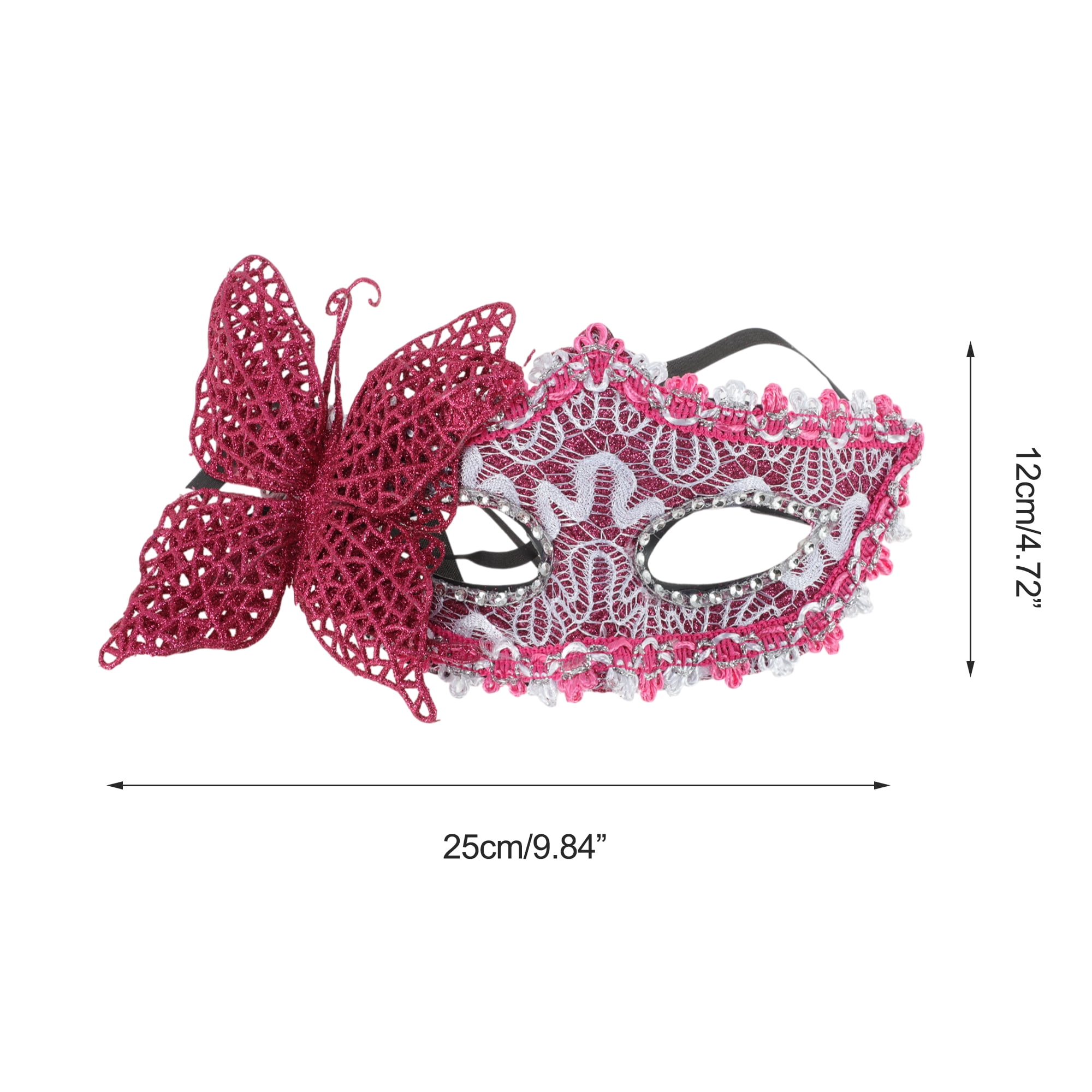 Unique Bargains Elegant 3D Butterfly Half Face Party Mask Rose Red