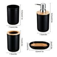 thumbnail image 3 of Juego de accesorios de baño de 5 piezas con cubierta de bambú, juegos de decoración de baño de plástico, soporte para cepillo de dientes, vaso para cepillo de dientes, dispensador de jabón, jabonera,, 3 of 5
