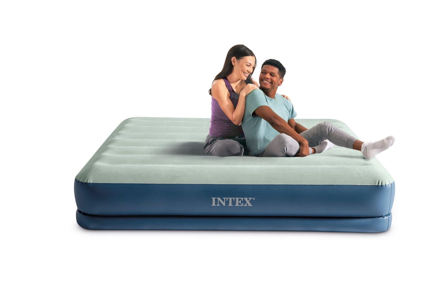 INTEX Dura-Beam® Prestige Air Mattress w/ Built-in USB-powered Pump, 15in. Queen