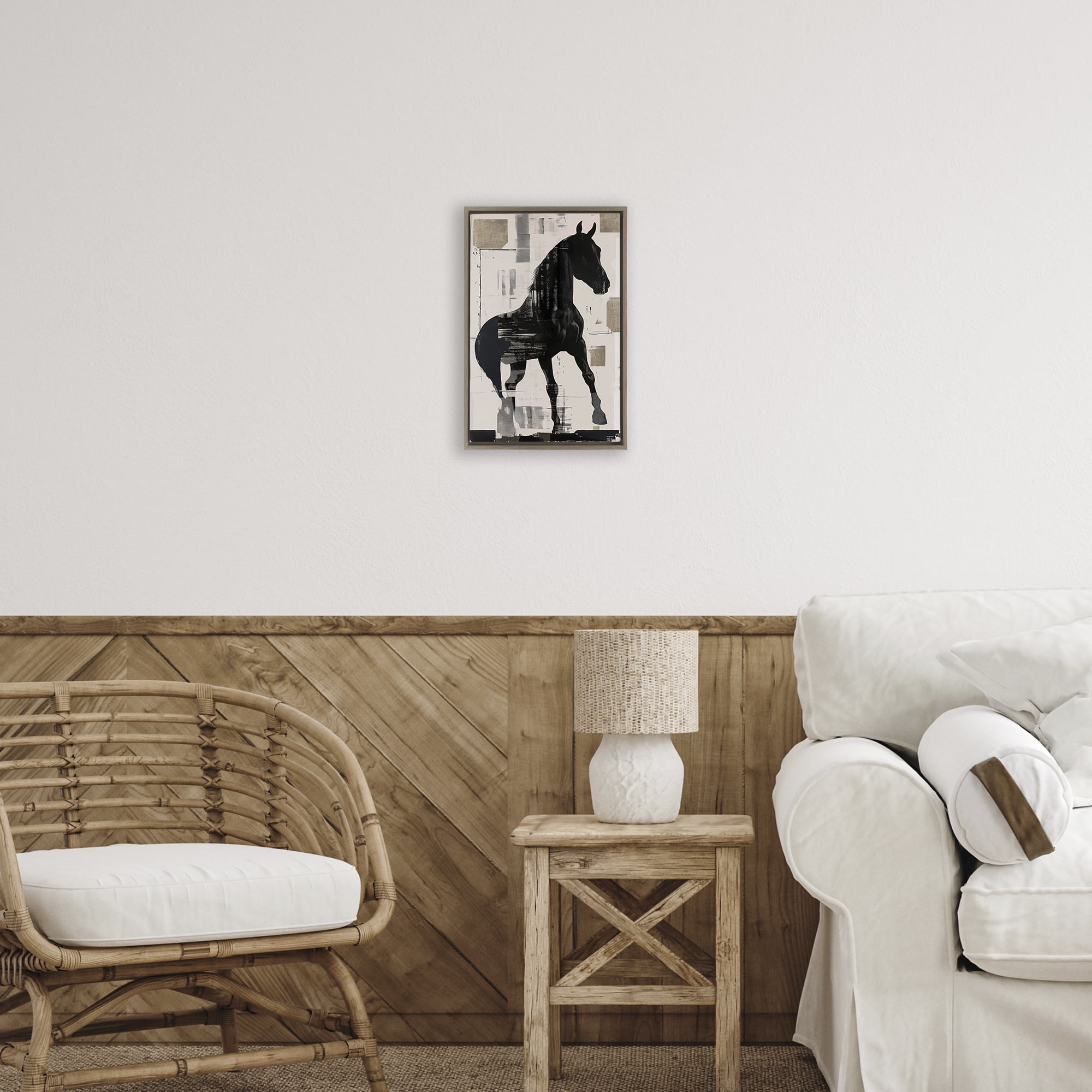 Equinity Horse Silhouette Brown Framed Floater Canvas Wall Art, design by Annabelle Hall