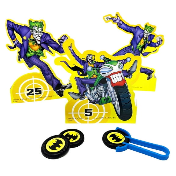 DC Comics Batman Joker Disc Launcher Party Activity Game - 7 Piece Set