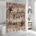 thumbnail image 6 of Farmhouse Star Brown Shower Curtain, Waterproof Shower Curtains for Bathroom, Retro Branches Berry Wooden Grain Washable Fabric Bathtub Curtain Set Bath Decor with 12 Hooks Standard 72"x72", 6 of 8