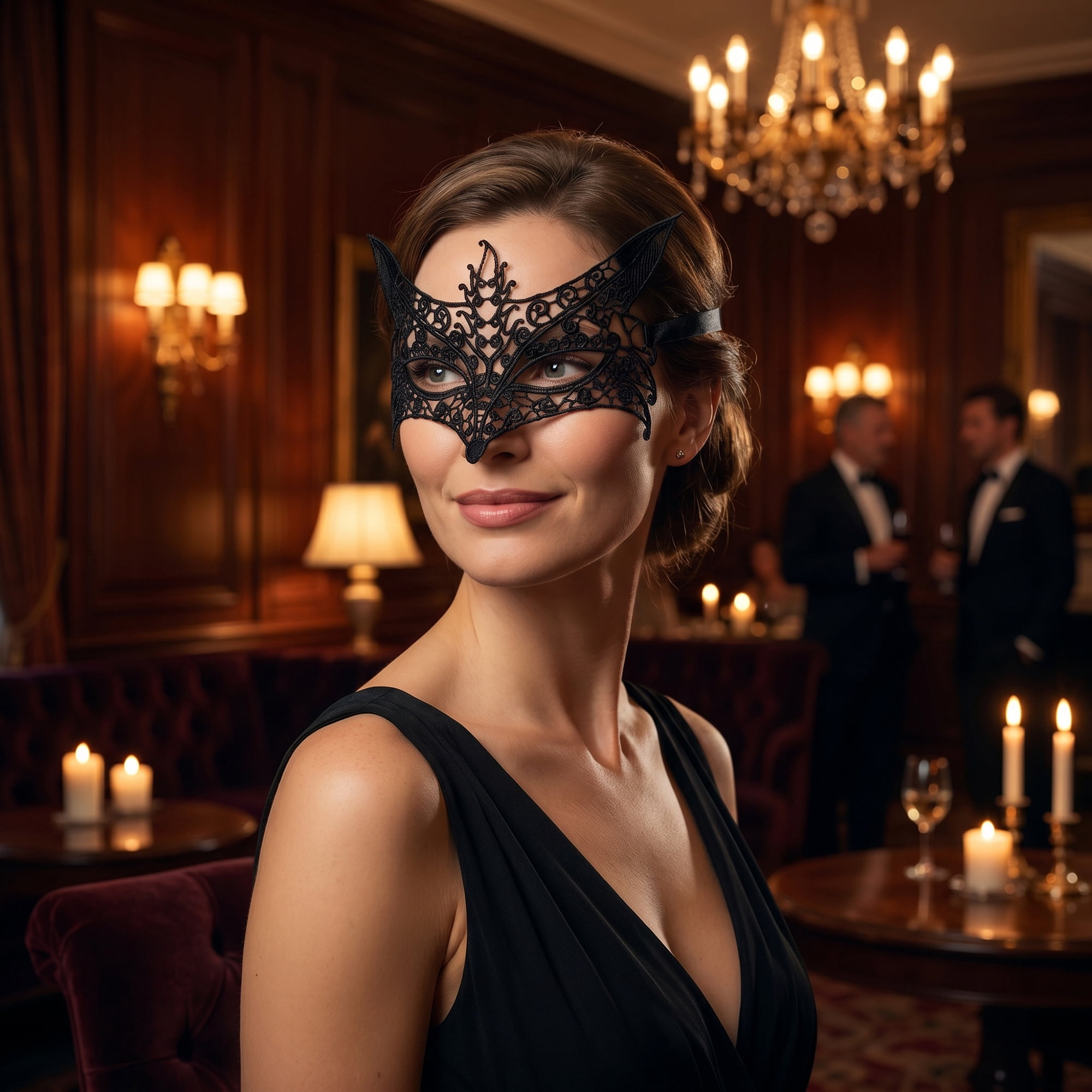 Unique Bargains 6Pcs Halloween Masquerade Lace Eye Mask Set Black Wolf Head 6.3" x 3.1"
