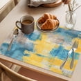 thumbnail image 3 of Blue Yellow Brown Placemats Set of 12 Modern Abstract Mottled Oil Painting Place Mats Indoor Wipeable Table Mats Washable Cloth Dining Table Placemats for Kitchen Holiday Party Home Decor 13x19 Inch, 3 of 9