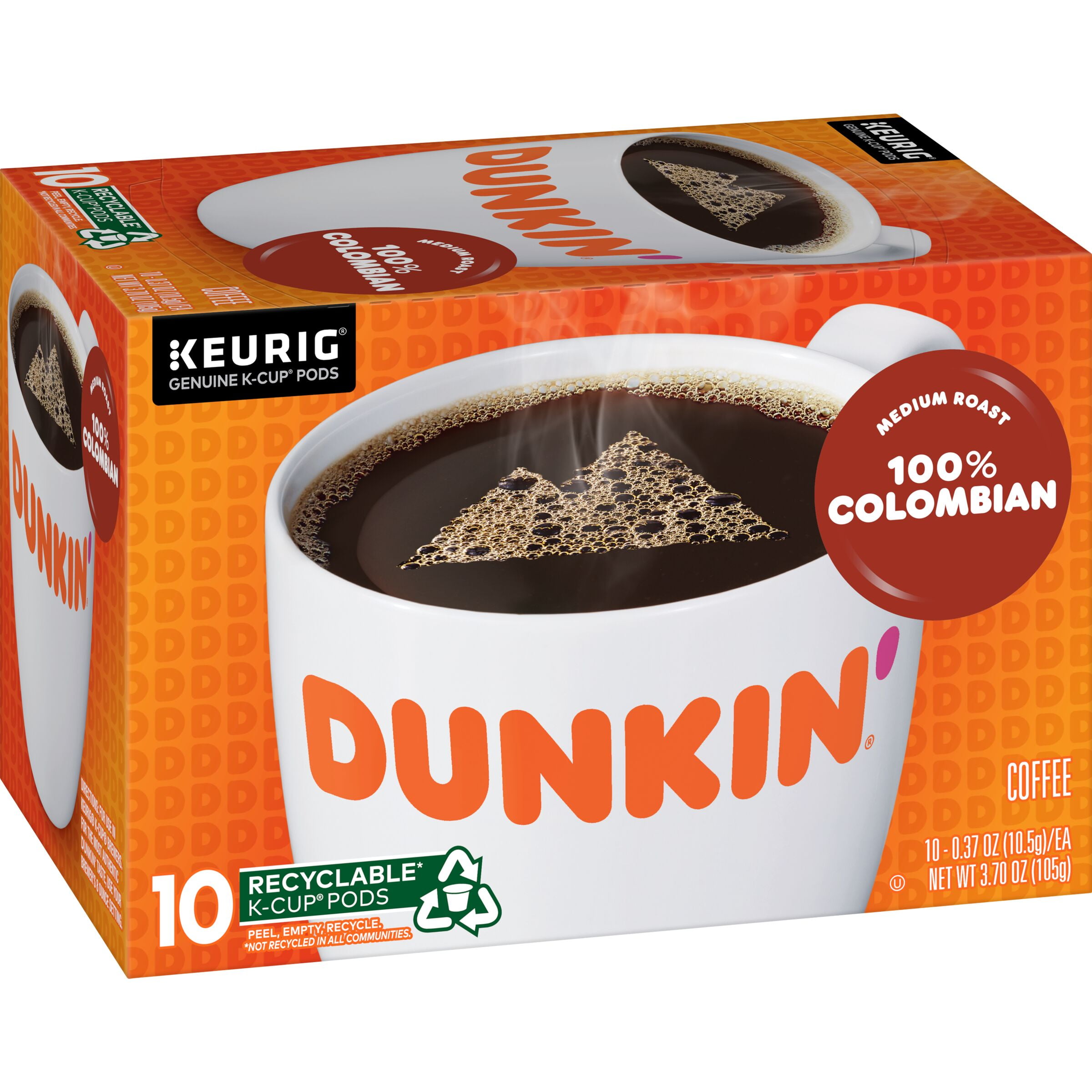 (60 Count) Dunkin' 100% Colombian, Medium Roast, K-Cup Coffee Pods
