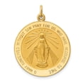 thumbnail image 1 of 14k Yellow Gold Solid / Round Miraculous Mary Brushed Matte Finish Pendant Charm Medal, 1 of 5