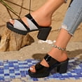 thumbnail image 6 of Women's Block Heel Mules Open Toe Sequin Decor Casual Shoes with Chunky Platform Heel Non Slip Comfortable Sandals for Women Plus Size Available, 6 of 6