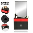 thumbnail image 3 of Artist Hand Wall Mount Barber Salon Station Hair Styling Makeup Spa with Mirror, Drawer, 2 Doors (Black+Red), 3 of 9