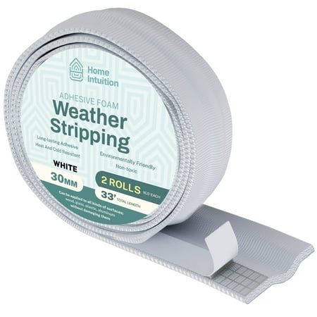

Sliding Door Gap Filler Window Draft Stopper - 33 feet Weatherstripping Self Adhesive Foam Seal Strip 396 inch - Door Weather Stripping Door & Window Seal Strip - Door Air Blocker White