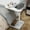 White Marble, variant on C Shaped Tv Trays Living Room End Table End Stand, Black Minimalist Wooden c Table for Sofa, Height Adjustable Tv Tray Tables Swivel Side Table for Dinner Eating