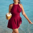 thumbnail image 5 of Xqxayjr Plus Size Swimdress Swimsuits Women Tummy Control One Piece Swim Dress High Neck Swimsuit Tie Knot Modest Skirt Bathing Suits Traje De Para Mujer, 5 of 7