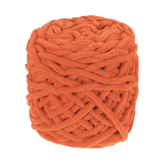 Hilo Chenille Grueso Uxcell, Hilo Bulky Suave y Esponjoso para Crochet, Hilo de Terciopelo Suave para Mantitas de Suéter y Tejido a Mano en Naranja