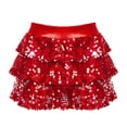 thumbnail image 1 of XUNZOO Girls Sequins Ruffle Layers Culottes Kids Shiny Hip Hop Samba Skirt with Shorts Latin Mini Red 16, 1 of 9