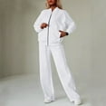 thumbnail image 2 of Wangmeiwg Women's Sweatshirts Stylish Women's Trousers Suit Casual Long Sleeve Zippered Hoodie and Pants Set for Autumn and Winter Days White S, 2 of 9