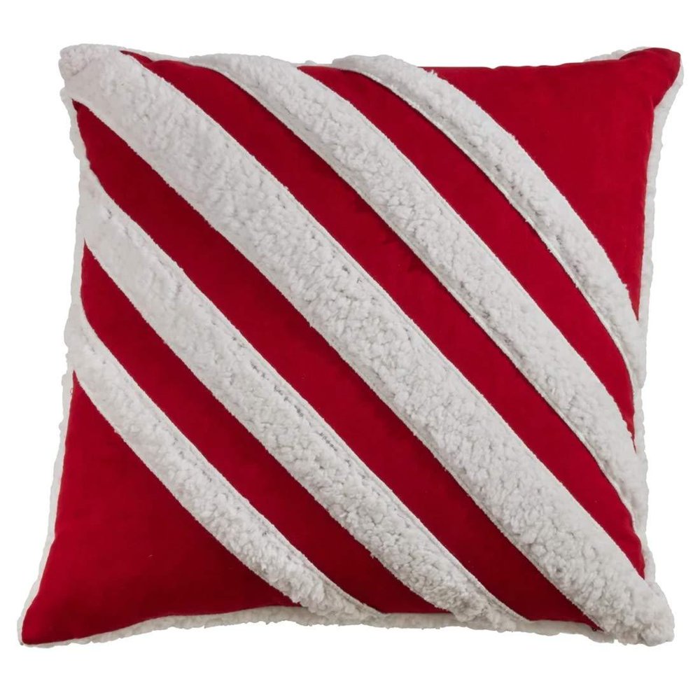 Holiday Sherpa Design Decorative Throw Pillow Cover 17 x 17 Inch