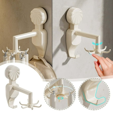 Hooks for Hanging Adhesive Hooks Kitchen Rotary Hook Free Suction Cup Wall Hanging Spatula Spoon Rack Storage Artifact Storage Rack Kitchen Organizers And Storage