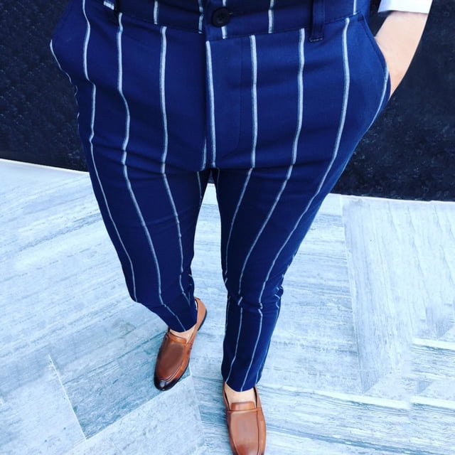 RKSTN Pants for Men Fall Striped Business Straight Pants Loose Trousers Straight Leg Pants
