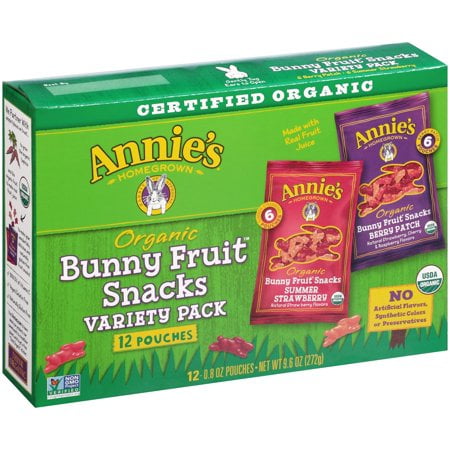 - (2 Pack) Annie's® Organic Bunny Fruit Snacks, Variety Pack, 9.6 Oz, 12 Ct