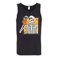 thumbnail image 2 of Wild Bobby Pumpkin Spice Latte Skeleton Orange Black and White Halloween Men Tank Top, Black, Small, 2 of 6