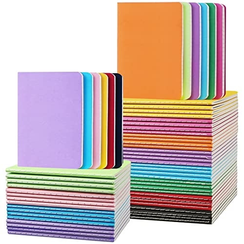 Paq. 60 cuadernos pequeños rayas Gwybkq, mini diarios bolsillo, cubierta colorida niños, 3.5x5.5, 30 hojas/60 pág