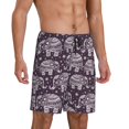 thumbnail image 6 of Mens Pajama Shorts, Vintage Indian lotus elephant Sleep Shorts Men Pajama Bottoms Lounge PJ Shorts with Pockets, 6 of 6