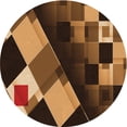thumbnail image 1 of Ahgly Tapis Rond Lavable en Machine Intérieur Transitionnel Orange, 3 Pieds Rond, 1 of 7