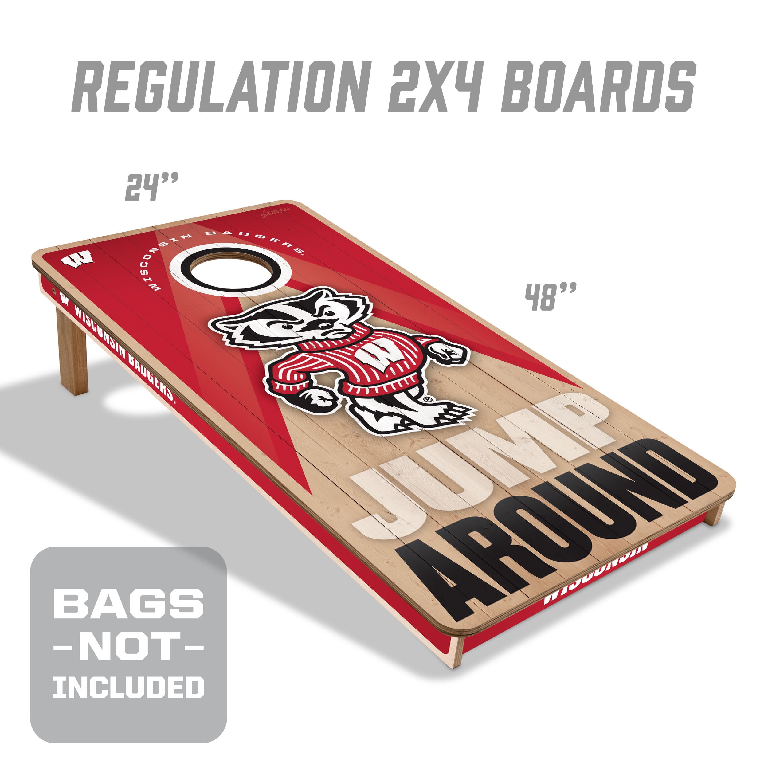 YouTheFan NCAA Wisconsin Badgers 2X4 Slogan Series Cornhole NO BAGS