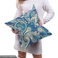 thumbnail image 4 of Ambesonne Paisley Fabric by the Yard Upholstery, Inspired Persian, 2 Yards, Teal Navy and Tan, 4 of 4