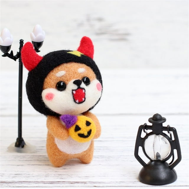 Cute Dog Pattern Handmade DIY Poke Wool Felts Material Production Package