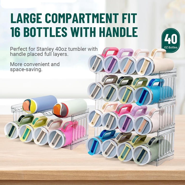 Bobomoment Water Bottle Organizer for Stanley 40 oz Tumblers, 4-Tiers  Stackable Storage Rack - Walmart.com