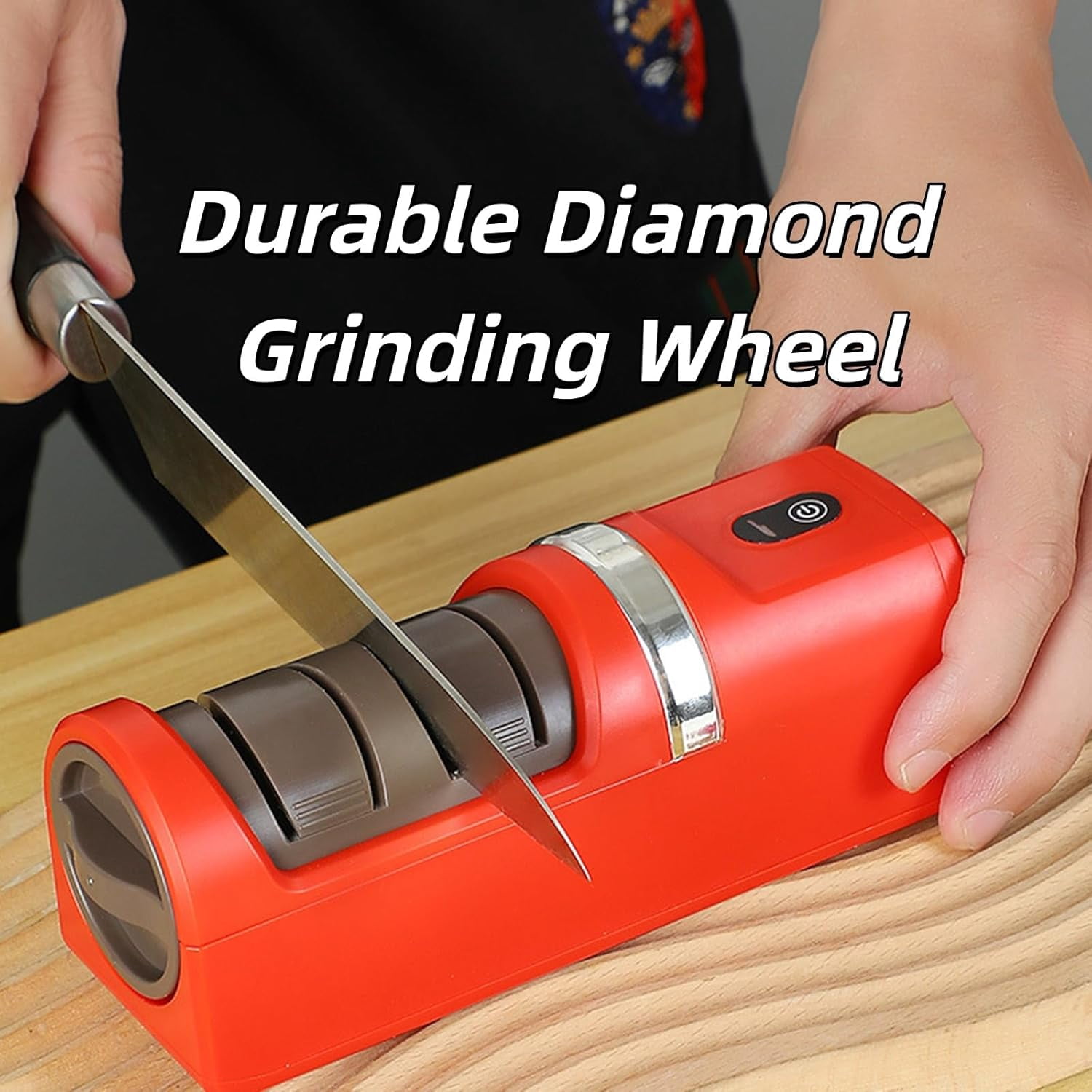 2026 New Automatic Kitchen Knife Sharpener, Upgraded USB Rechargeable Cordless Electric Knife Sharpener, Sharpening System with Diamond Grinding Wheel & Strong Suction Base