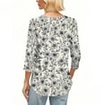 thumbnail image 5 of SAATLERI Shirts for Women 3/4 Length Sleeves Loose Fit Summer Fall Boho Floral Print Womens Tops Dressy Soft Basic Tees Business Work Blouses, 5 of 5