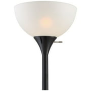 360 Lighting Bingham Modern Torchiere Floor Lamp with Side Lights 71 1/2 Tall Black Metal White Shade for Living Room Reading Bedroom Office House