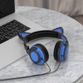 thumbnail image 5 of Auriculares supraurales con orejas de gato LED, auriculares plegables recargables con cable que se iluminan (azul), 5 of 5