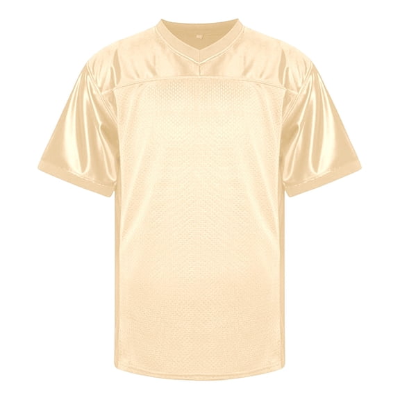XIYON Men's T-Shirts Football Mesh Practice Athletic T Shirts Solid Color V Neck Short Sleeve Hop Sports T Shirt Vacation Beach