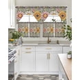 thumbnail image 4 of Vintage Daisy Floral Swag Kitchen Curtains Sets for Windows 24 Inch Length, Spring Flowers Botanical Leaves Checkered Wooden Short Window Curtain Swags Valances and Tiers 3 Piece Set for Cafe, 4 of 5