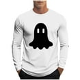 thumbnail image 3 of UVEASISHA Mens Long Sleeve Halloween Shirt Big and Tall Casual Ghost Print Graphic Tees Slim Fit Stretch Workout Shirts Holiday Funny Gifts White M, 3 of 6
