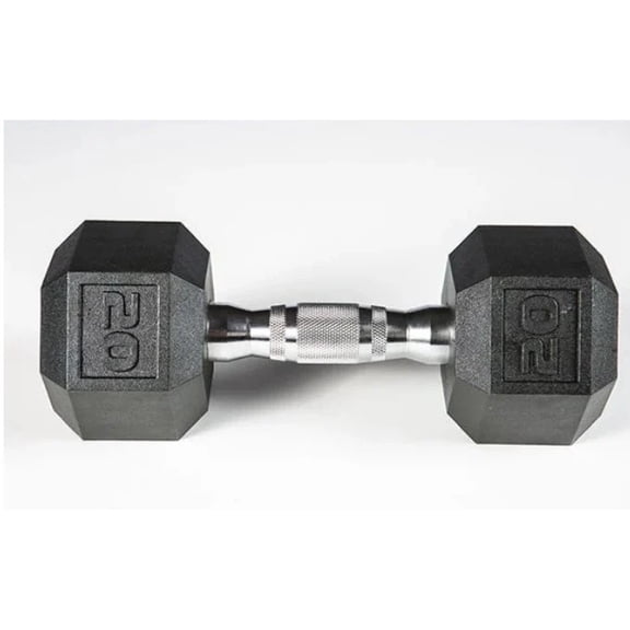 York Barbell Rubber Hex Dumbbell with Chrome Ergo Handle - 20 lbs
