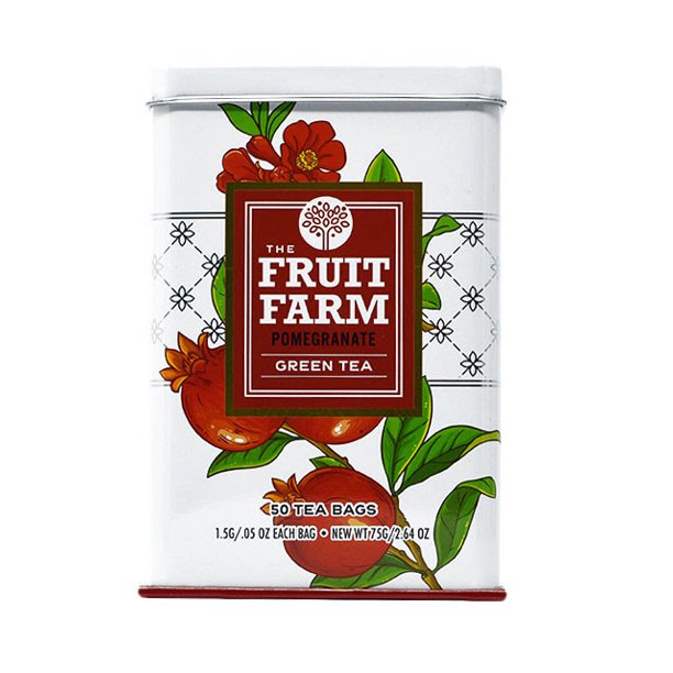 The Fruit Farm Pomegranate Flavored Green Tea 50 Herbal Tea Bags