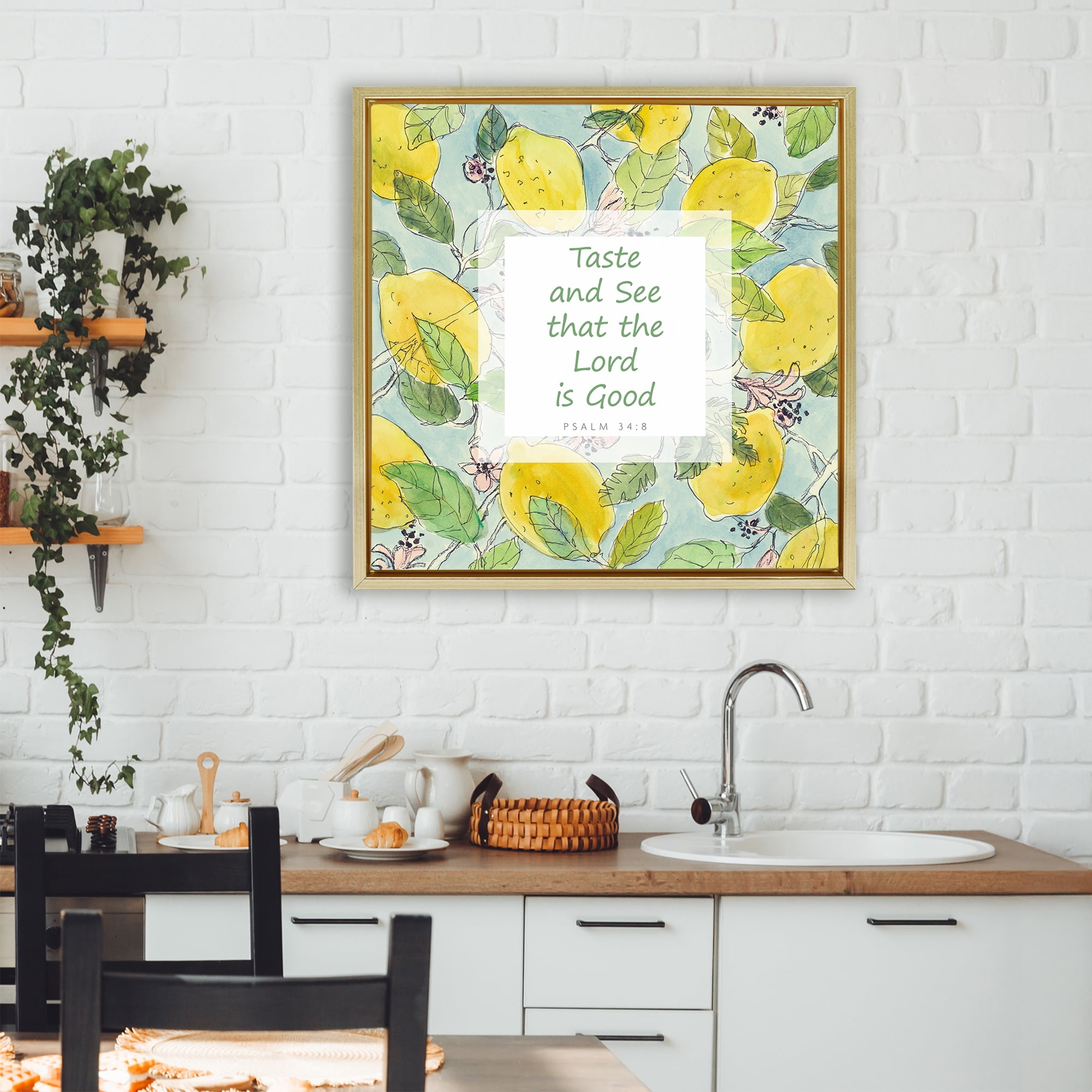Stupell Industries Taste & See Lord Is Good Gold Framed Floater Canvas Wall Art, design by Lanie Loreth